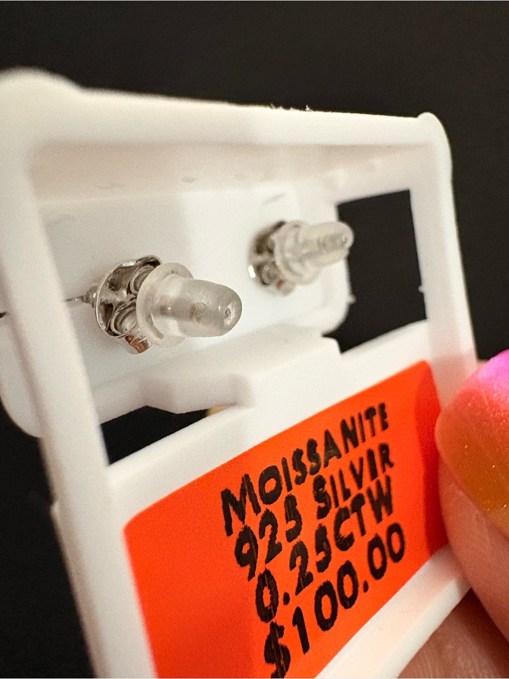 Moissanite .25CTW Sterling Silver Push Back 3MM Stud Earrings - Picture 3 of 6